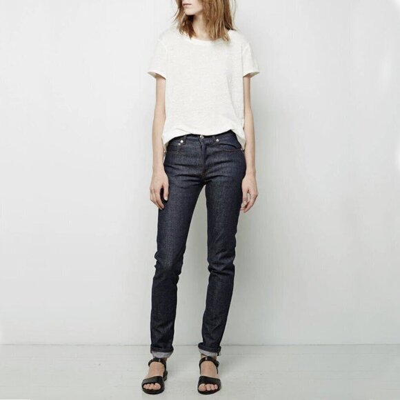 A.P.C. Petit Standard Jean Droit Etroit Black Raw Hem Japanese Denim Size 28 - Picture 1 of 8